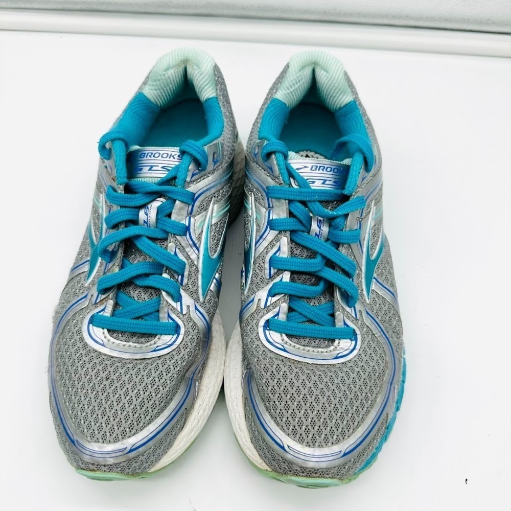 Brooks GTS Running Shoes Women US 6.5 Gray Blue Athletic Sneakers Comfort